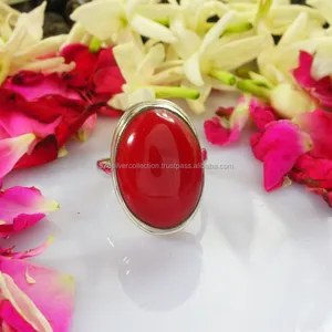 Anillo de diseño de Coral de piedras preciosas anillo de dedo de la joyería de la plata esterlina 925 diseños