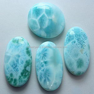Cabochon de Larimar naturel fait à la main pierre précieuse polie bleu et argent coupe ovale pierre lâche faite à partir de pierres naturelles - Product Image 2