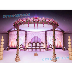 Mandap en bois indien pour mariage, style Rajasthani, ensemble de piliers en bois pour célébration de mariage, Australie - Product Image 1