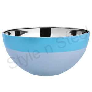 Bol à soupe à salade bol à salade de couleur bicolore en acier inoxydable couleur bicolore restaurant servant de la vaisselle ronde noddle - Product Image 1