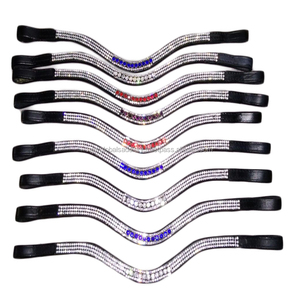 VENDRE Bling blanc bleu cristaux browbands équestre CHEVAL BROWBANDS IN;dollar 3 tailles plein cob shetland cuir indien - Product Image 1