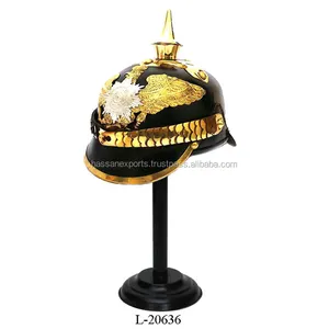 Латунный немецкий кожаный шлем pickelhaube с латунной полосой, немецкий шлем, кожаный шлем