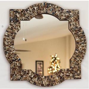 Miroir mural en mosaïque en métal de luxe moderne au design incurvé de nouveau style pour les hôtels et les restaurants de salon accessoires à usage domestique - Product Image 1