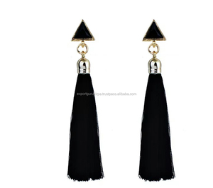 Boucles d'oreilles breloques pour femme, en laiton Antique, couleur noire, avec pierre de styliste, nouvelle collection 2017 - Product Image 2