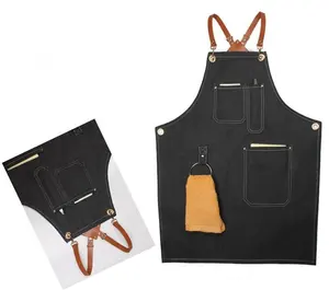 Custom Koreaanse Jean Obers Bib Schort Western Food Restaurant Schort Huishoudelijke Anti-Olie Keuken Bib Schort Bakken Beschermende Gereedschap