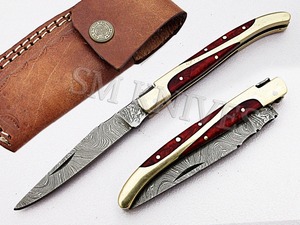 Couteau de survie unique en acier Damas, fait main, avec bouton poussoir, personnalisable OEM (smf32) - Product Image 3