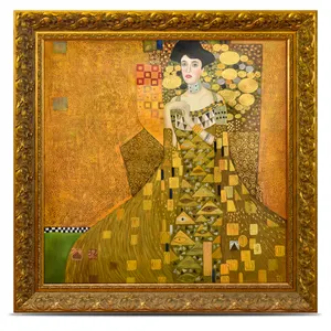 手工制作黄色Gustav Klimt Adele Bloch Bauer装饰无框油画与金叶