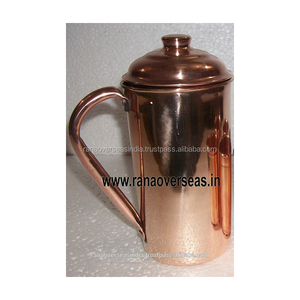 Carafe à eau en cuivre pur bénéfique pour la santé ayurvédique avec poignée, couvercle et bouton pour la maison et la table à manger à des prix raisonnables - Product Image 5