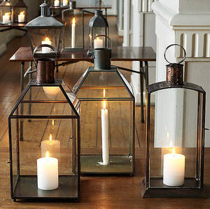 Linterna de vela de vidrio de hierro con acabado rústico para decoración del hogar para Navidad - Product Image 4