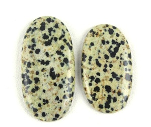 แจสเปอร์ดัลเมเชียนธรรมชาติ2ชิ้นอัญมณีหลวมทรงรีรูปร่างเรียบขายส่ง - Product Image 1