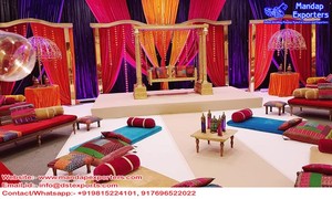 Décoration de scène Garba Night pour mariage gujarati, scène Garba et Sangeet, incroyable scène de mariage Radha Krishna - Product Image 3