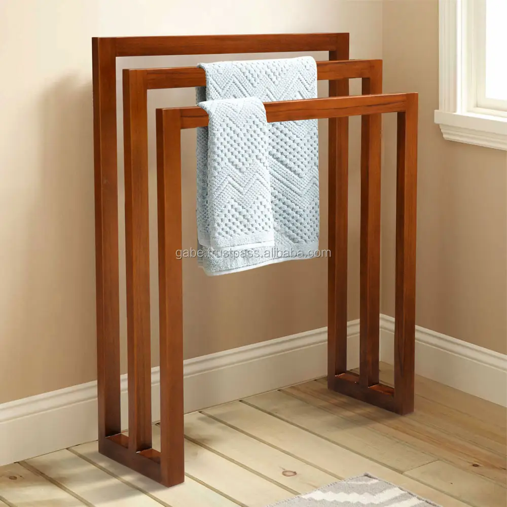 Teak Towel Rack, Stand towel hanger wood, Teak bathroom furniture production