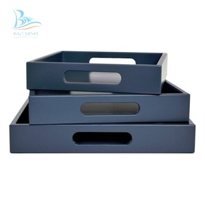 Bandeja de laca de Vietnam azul marino bandeja de servicio de bambú de diseño tradicional para vajilla para sala de estar para restaurantes - Product Image 2