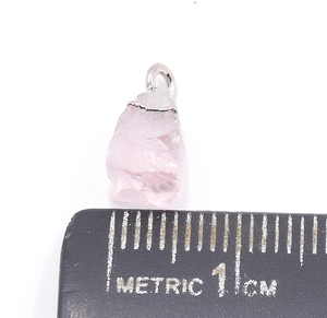 Rose Quartz với Bail hình dạng thô mạ bạc mặt dây chuyền - Product Image 3