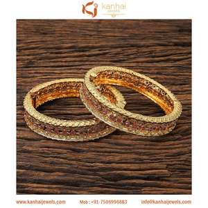 ล่าสุด2ชิ้นเปิดโบราณกำไลชุบทอง17092แฟชั่นเครื่องประดับค้าส่งในประเทศอินเดีย - Product Image 2