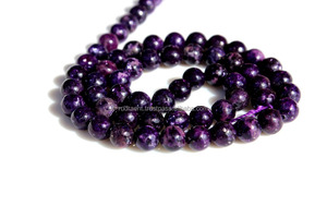 Perles en vrac de pierres précieuses lépidolite naturelle, rondes pour bijoux - Product Image 6