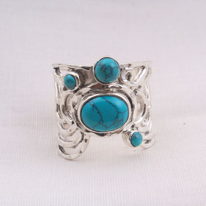 Anillo de Plata de Ley 925 con gema turquesa Natural, hecho a mano - Product Image 2