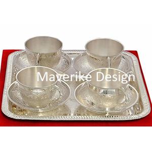Juego de platillos de taza antigua de Latón chapado en plata de 6 regalos de boda no solo interesantes y únicos, sino también un maravilloso regalo - Product Image 4