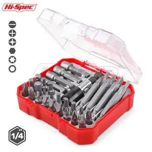 34pc Compact Screw and Nut Driver Bit Set. Includes Long Bits and Drill Driver Adaptor In a Portable Tray Box Case