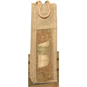 Bolsa de botella de vino de yute ecológica con asa de cuerda Saco de regalo de embalaje reutilizable biodegradable para marca, venta minorista y eventos - Product Image 6