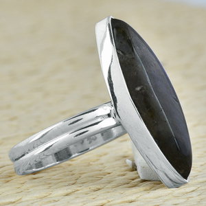 Marquesa forma gris labradorita 925 plata esterlina anillo liso joyería elegante anillo plateado anillo de moda para Unisex - Product Image 3