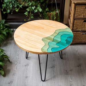 Living Room Furniture <b>Epoxy</b> Resin Round Coffee <b>Table</b> with Hairpin Leg - Product Image 2