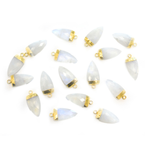 Pierre de lune arc-en-ciel de 19 à 21 mm avec bélière, forme demi-marquise, plaqué or, pendentif pour la fabrication de bijoux - Product Image 3