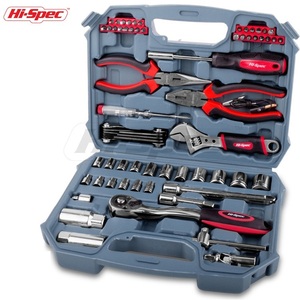 Hispec 67 Piece Metric Car Repair Tool Kit Garage Tool Set Outillages For Vehicle Repair With A Plastic Tool Box Case