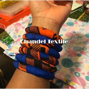 Wax African Jewelry Fabric Covered Wooden Chunky Bracelet Summer Kente Bracelet African Ankara Statement Medium Wax - Product Image 3