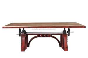 Base de mesa de manivela de hierro ajustable rojo de diseño Industrial - Product Image 3