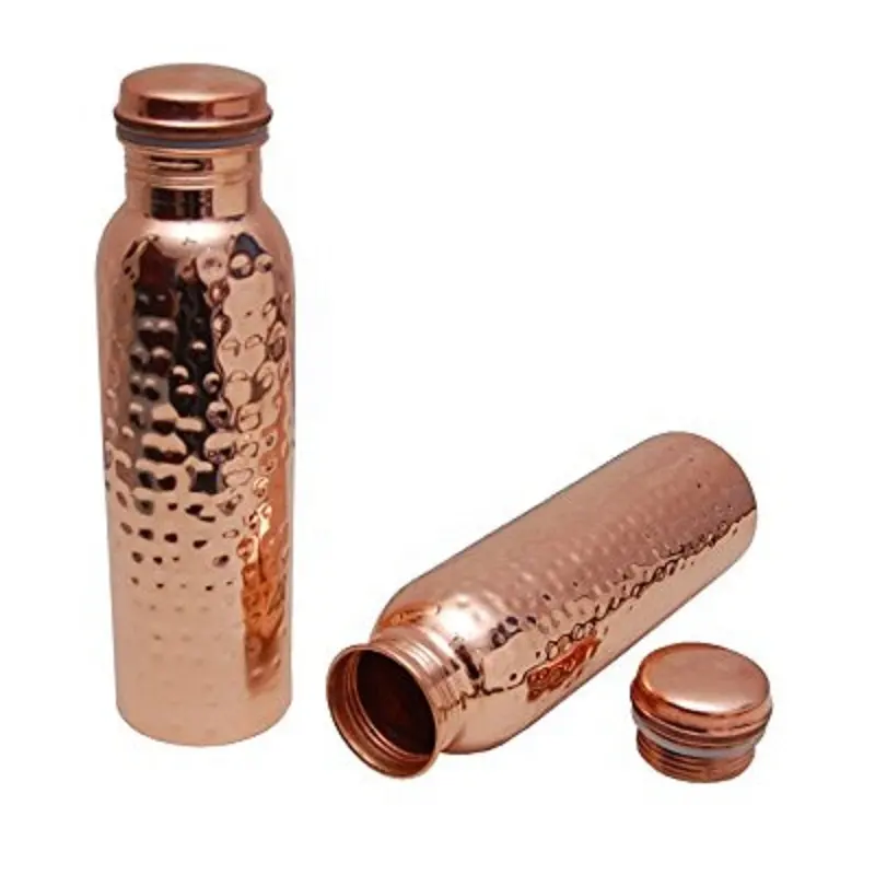 100% 純粋な手作りの銅製ウォーターボトル-1000 ml、漏れ防止 & ジョイントフリー
