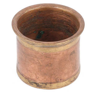 Taza Vintage Hecha a Mano de Bronce Multicolor Ganga Jamuna Panchamrita, Recipiente para Agua Bendita - Product Image 1