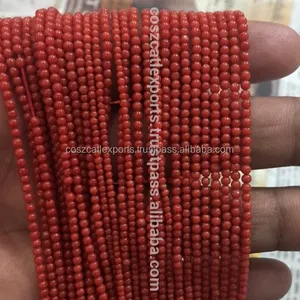 Perles de corail naturelles rondes teinte à l'huile, 2mm, vente en gros, perles