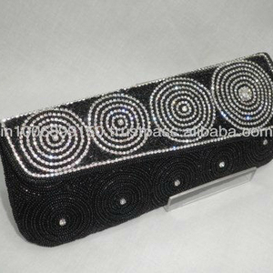 Miyuki-Bolso de mano con cuentas de cristal para mujer, con tachuelas Pochette, negro - Product Image 1