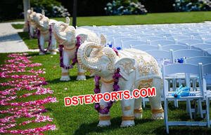 Statue d'éléphant royale indienne pour mariage, statues d'éléphants en fibre pour l'entrée du Vivah, statue en fibre de verre pour le portail d'accueil - Product Image 6