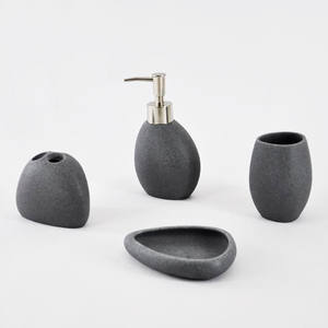 Ensemble d'accessoires de salle de bain en cinq pièces en diamant taillé, écologique, avec impression sérigraphique - Product Image 4