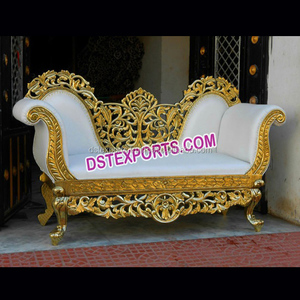 Indian Wedding <b>Gold</b> Carved <b>Sofa</b> 2018 Stylish Weddings Two Seater <b>Sofa</b> Wooden Carved Wedding Couch - Product Image 1