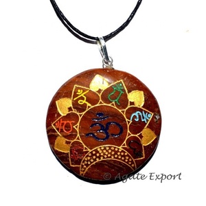 จี้จานแจสเปอร์สีแดงสำหรับจักระสันสกฤตทั้งเจ็ดจี้สลักรูปจักระ - Product Image 1