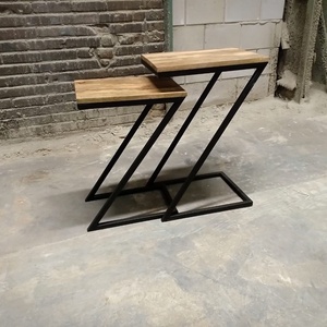 Ensemble de 2 tables basses industrielles modernes en fer métallique pour le salon, la chambre à coucher ou la salle à manger - Product Image 3