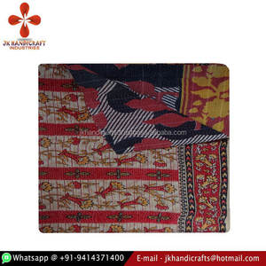 Edredón vintage bengalí antiguo Sari Kantha de algodón 100% indio de alta calidad - Product Image 1