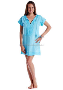 ผ้าฝ้าย100% เซ็กซี่สบายสไตล์โรมันที่งดงามมือเย็บปักถักร้อยคอ V ปกพู่ผู้หญิงสั้นรีสอร์ทสวมใส่เสื้อคลุม - Product Image 4