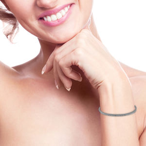 Bracelet manchette en diamant pavé à une ligne, 925, argent Sterling, bijoux faits à la main - Product Image 4