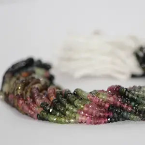 Tự Nhiên Dưa Hấu Tourmaline Mặt Rondelle Đá Quý Hạt Sợi Bán Buôn Bán Đá Quý Cho Đồ Trang Sức Làm Trực Tuyến