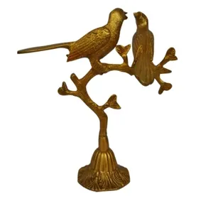 Metalen Ambacht Vogel Sculptuur Beeld In Messing, Bronzen Dier Figuur Sculptuur Voor Tafel Decor En Geschenk