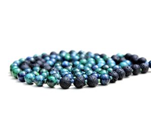 คริสตัลบำบัด,เครื่องประดับลูกปัดมาลาสำหรับโยคะร้อยลูกประคำลาวา Chrysocolla 108เม็ด - Product Image 2