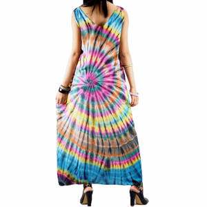 Vestido largo estampado colorido sin mangas bohemio para mujer - Product Image 2