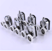הזזה זכוכית דלת חלקי Electroplate דלת מקלחת רולים 4 pcs להקפיץ גלגל, 4 pcs גלגלים כפולים תא מקלחת גלגל גלגלת