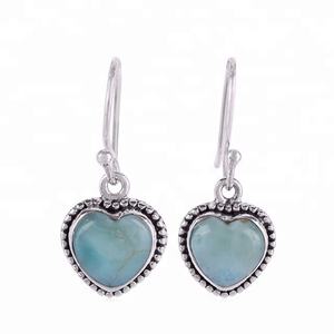 Antique Design Real Larimar Gemstone <b>Earring</b> Handmade 925 Sterling Silver Jewelry for Women & Girl - Product Image 1