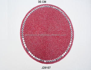 Sous-verres ronds en verre rouge à la mode avec des motifs de style diamant Disponibles en plus de couleurs et de motifs Sous-verres en perles - Product Image 3