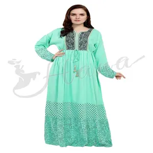 Yeni varış moda müslüman kadınlar Kaftan müslüman uzun Maxi elbise kadın İslam giyim Abaya Dubai Kaftan elbise